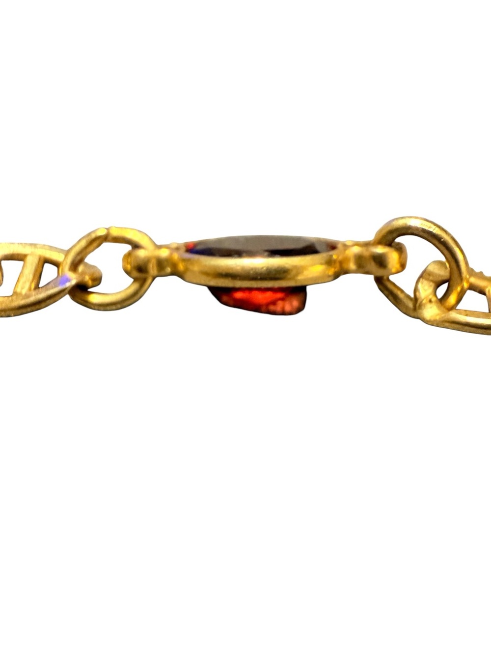 Vintage 14K Gold Bonded Garnet Necklace • Sterling Silver • 16” • 3 Garnets - Picture 4 of 12